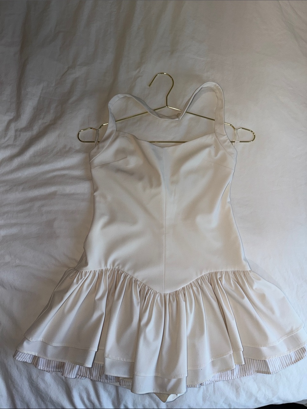 Zara Cream Ruffle Hem Mini Dress